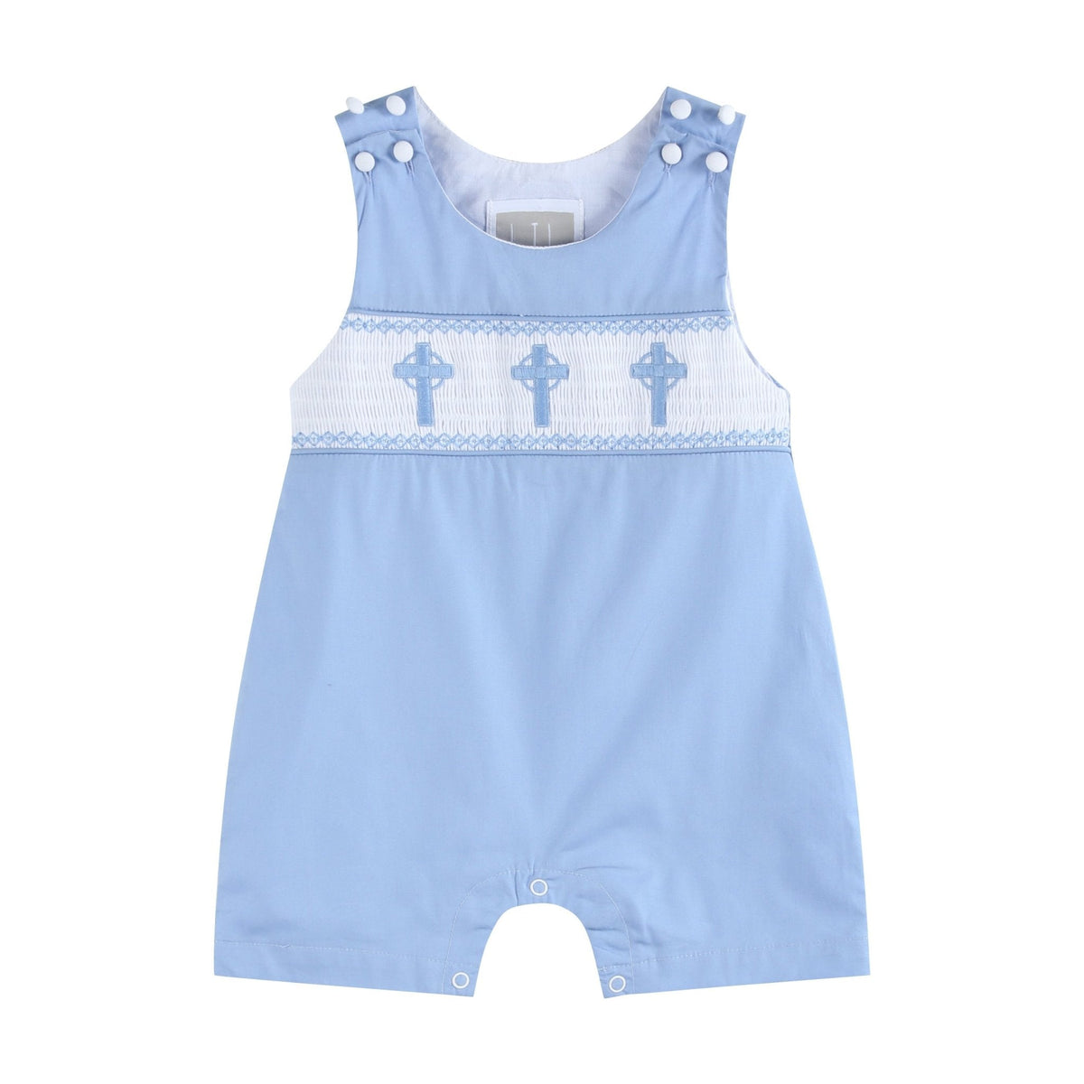 Periwinkle Blue Crosses Smocked Jon Jon