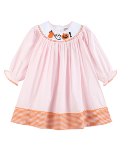 Pink and Orange Gingham Boo Smocked Bishop Dress