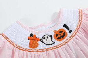 Pink and Orange Gingham Boo Smocked Bishop Dress