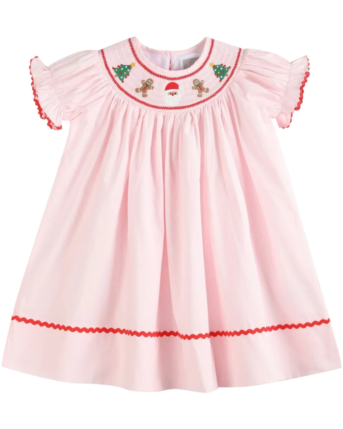 Pink Christmas Smocked Bishop Dress