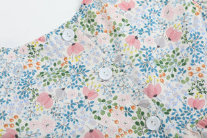 Pink Floral Print Smocked Flutter BubbleRomper