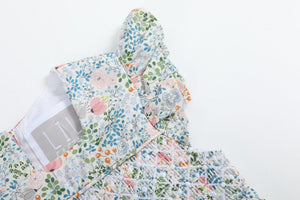 Pink Floral Print Smocked Flutter BubbleRomper