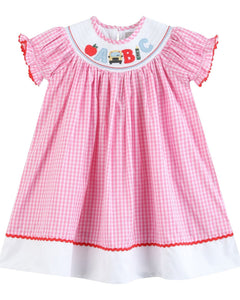 Pink Gingham ABC School Bishop Dress