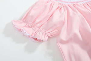 Pink Hearts & Bows Smocked Bishop Dress