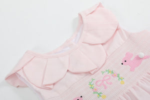 Pink Petal Collared Smocked Dress