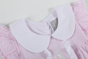 Pink Seersucker Bunny Ruffle Dress