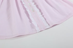 Pink Seersucker Bunny Ruffle Dress