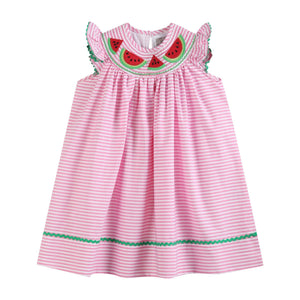 Pink Stripe Smocked Watermelon Dress