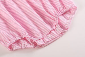 Pink Striped Lil Sister Smocked Bubble Romper