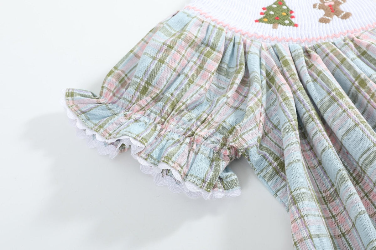 Pinkmas Plaid Christmas Smocked Bishop Dress