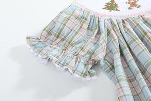 Pinkmas Plaid Christmas Smocked Bishop Dress