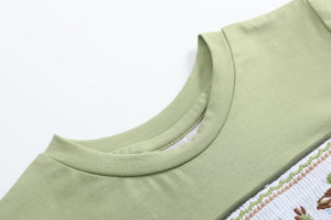 Pistachio Green Mallard Duck Smocked Shirt and Shorts Set