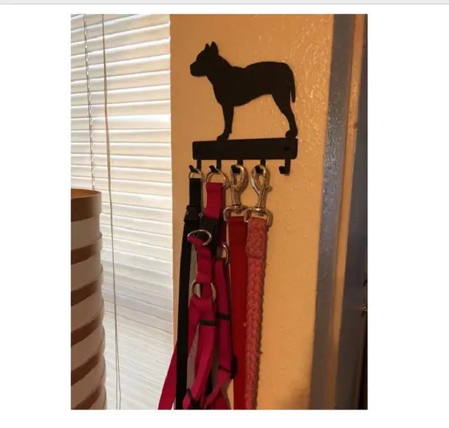 Pit Bull Terrier Dog Key Holder & Leash Hanger