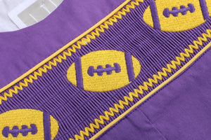 Purple and Gold Football Smocked Longall