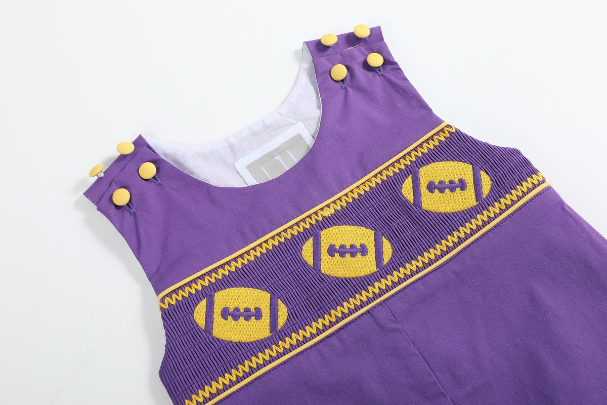 Purple and Gold Football Smocked Longall