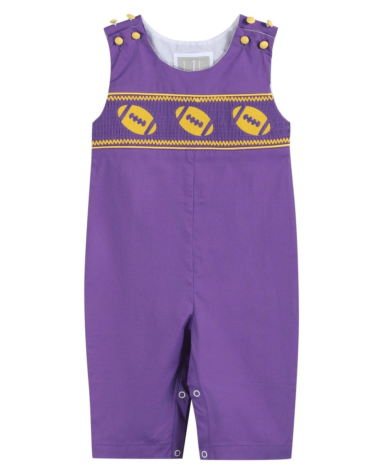 Purple and Gold Football Smocked Longall