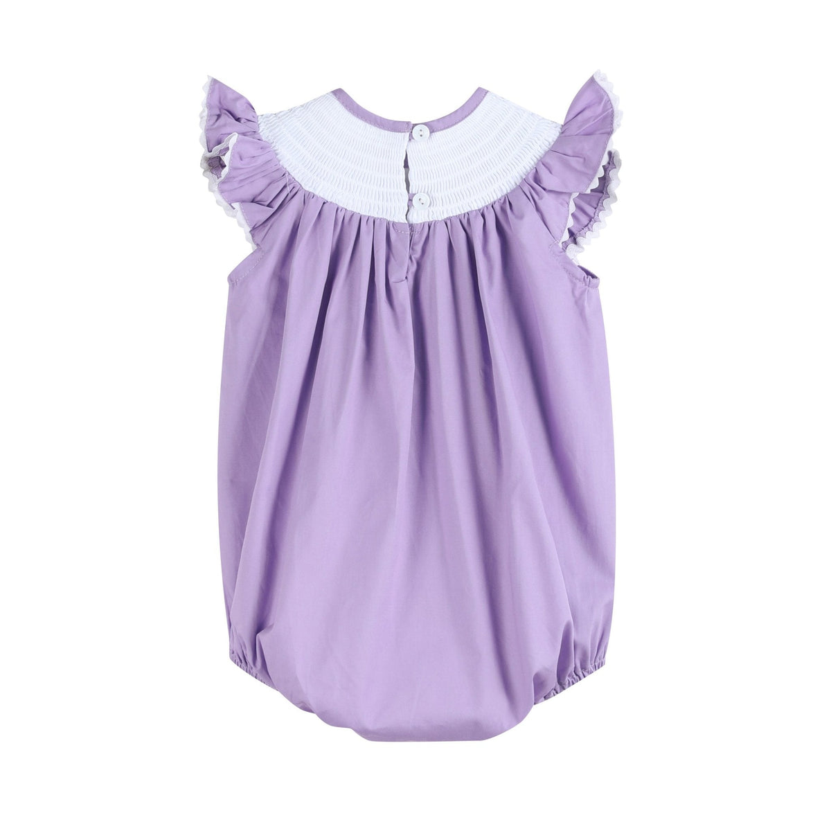 Purple Bunny Smocked Flutter Bubble Romper