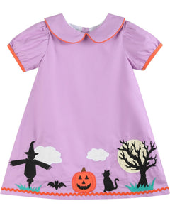 Purple Halloween Scene Girls Dress