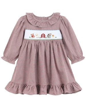 Red and Cream Gingham Farm Smocked Dress