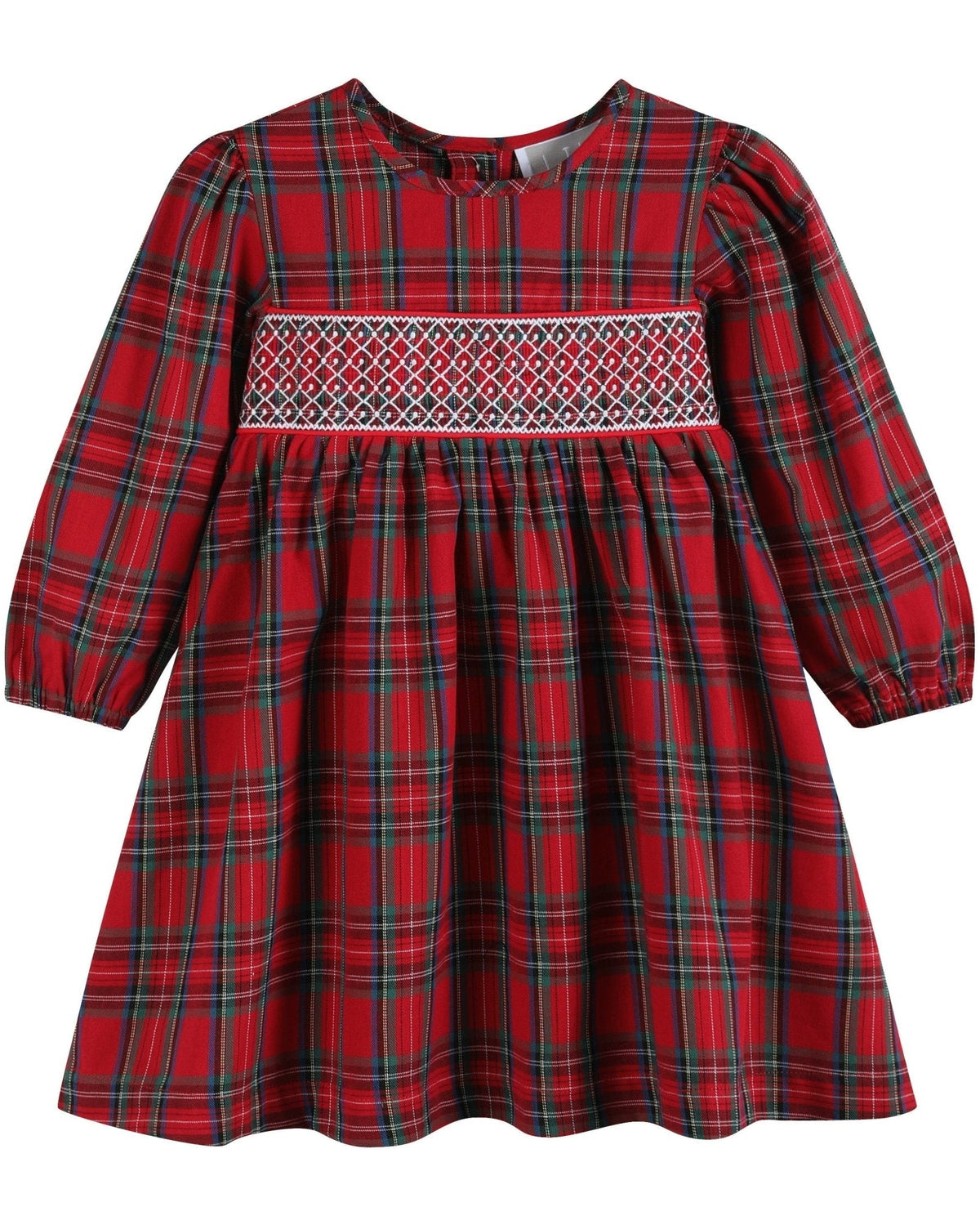 Red and Green Christmas Plaid Smocked Dress
