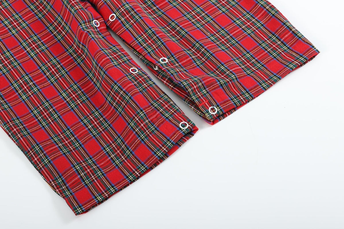 Red Christmas Plaid Santa Yoke Longall