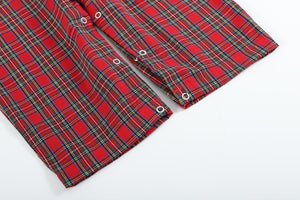 Red Christmas Plaid Santa Yoke Longall