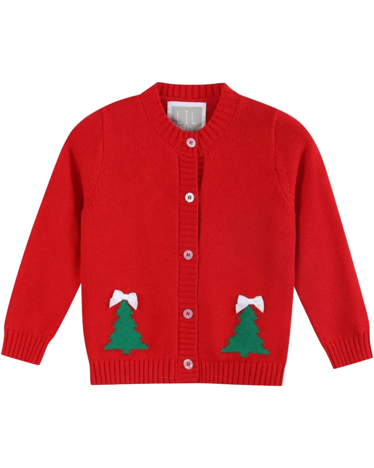 Red Christmas Tree Knit Cardigan