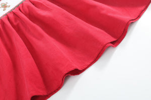 Red Corduroy Christmas Smocked Dress and Bloomers