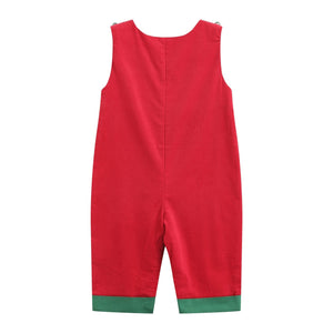 Red Corduroy Christmas Smocked Longall