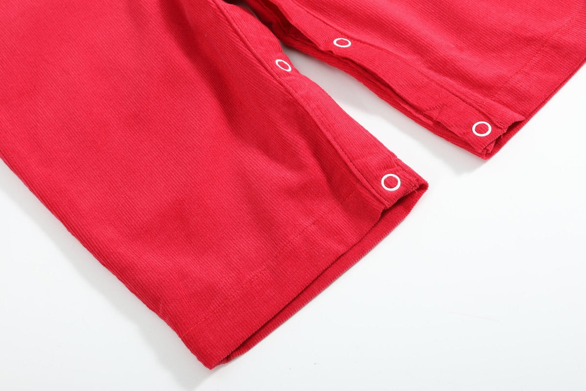 Red Corduroy Mistletoe Smocked Longall