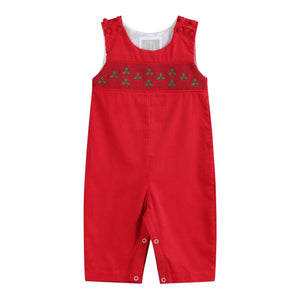 Red Corduroy Mistletoe Smocked Longall
