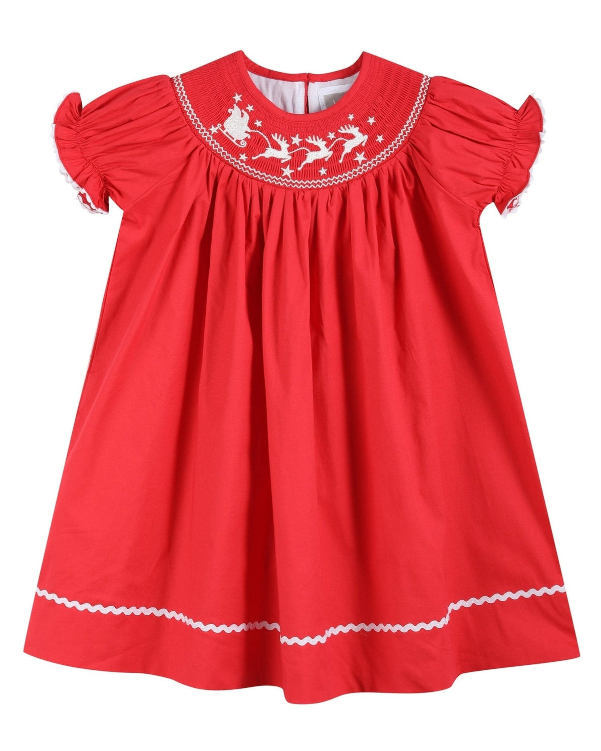 Red Santa Sleigh Bishop Dress
