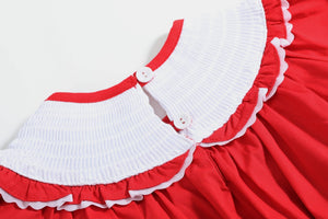 Red Santa Smocked Ruffle Romper