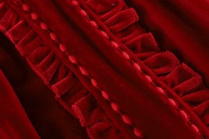 Red Velvet Ruffle Dress