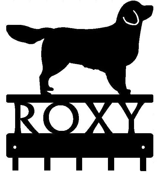 Golden Retriever Personalized Key and Leash Holder -  5 Hooks