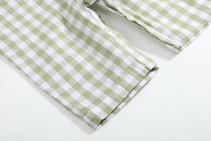 Sage Green Gingham Pumpkin Smocked Longall