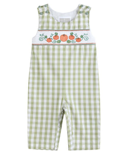 Sage Green Gingham Pumpkin Smocked Longall