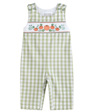 Sage Green Gingham Pumpkin Smocked Longall