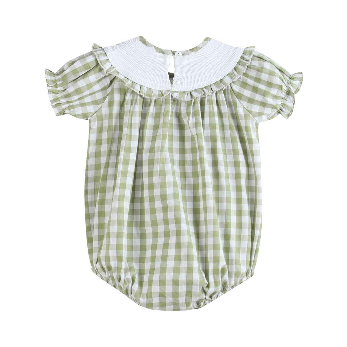 Sage Green Gingham Pumpkin Smocked Bubble Romper
