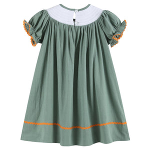 Sage Green Pumpkin Smocked Bishop Dress