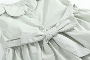 Sage Green Puppy Dog Petal Smocked Dress