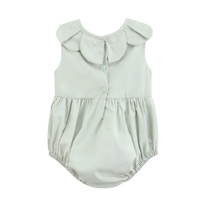 Sage Green Puppy Dog Petal Smocked Bubble Romper
