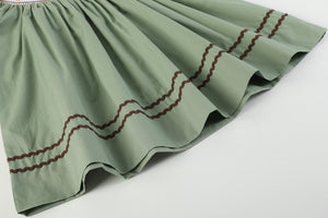 Sage Green Turkey Smocked Bishop Dress