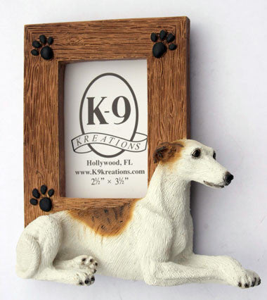 K9 Creation 2.5x2.5 Picture Frame - Greyhound (White/Brindle) (SF21W)