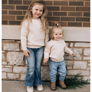 Oatmeal Knit Pullover Sweater- Child