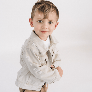 Khaki Distressed Denim Jean Jacket - Child