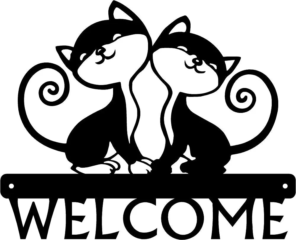 Twin Cats Welcome Sign