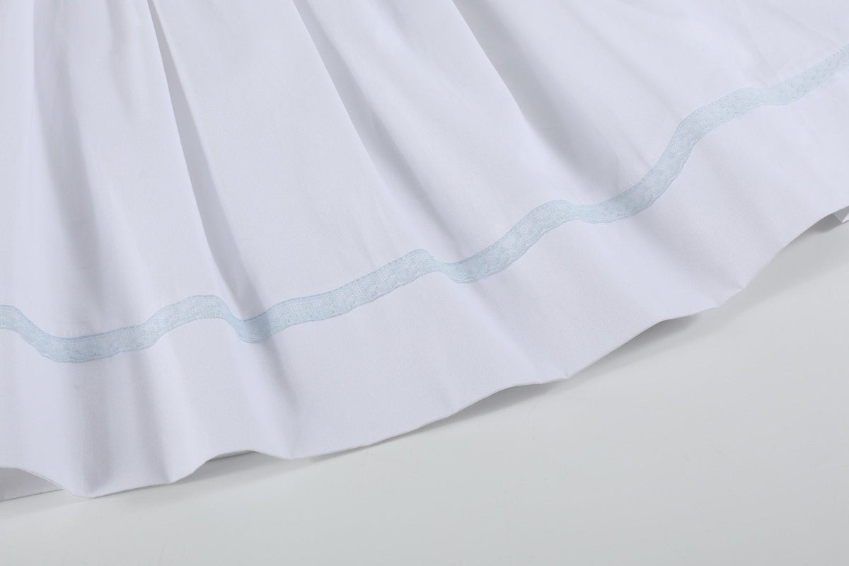 White and Blue Holy Smocked Bishop Dress