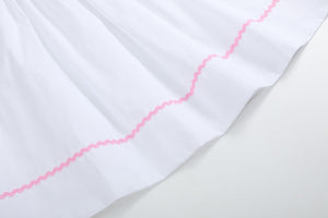 White and Pink Bows Smocked Bishop Dress