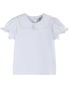 White Collared Lace Sleeve Shirt